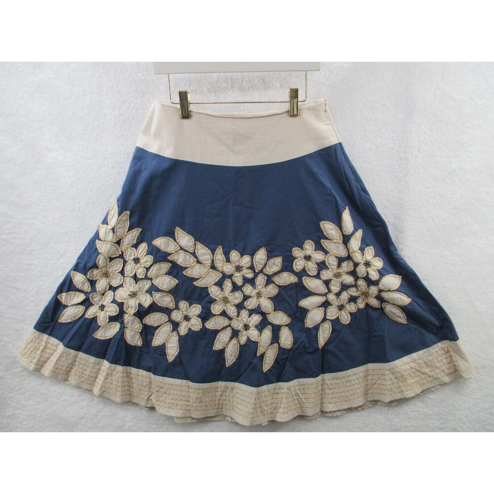 SOLITAIRE Los Angeles Women's Medium Cotton Stitched Flower Boho Lined Skirt
